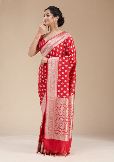 Red Zariwork (Gold) Silk Saree-koskii