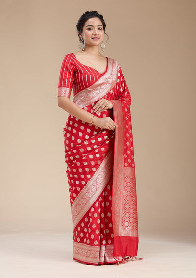 Red Zariwork (Gold) Silk Saree-koskii
