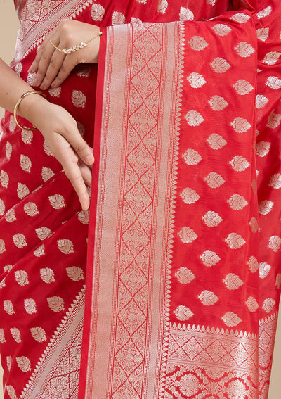 Red Zariwork (Gold) Silk Saree-koskii
