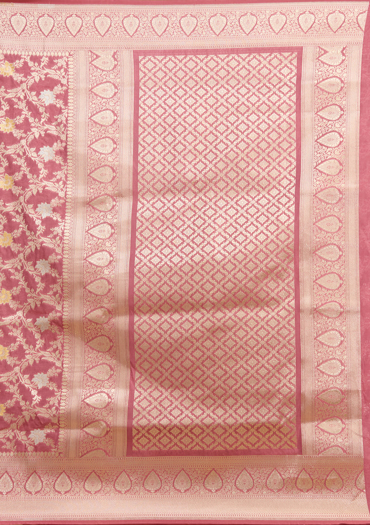 Mauve Zariwork (Gold) Satin Silk Saree