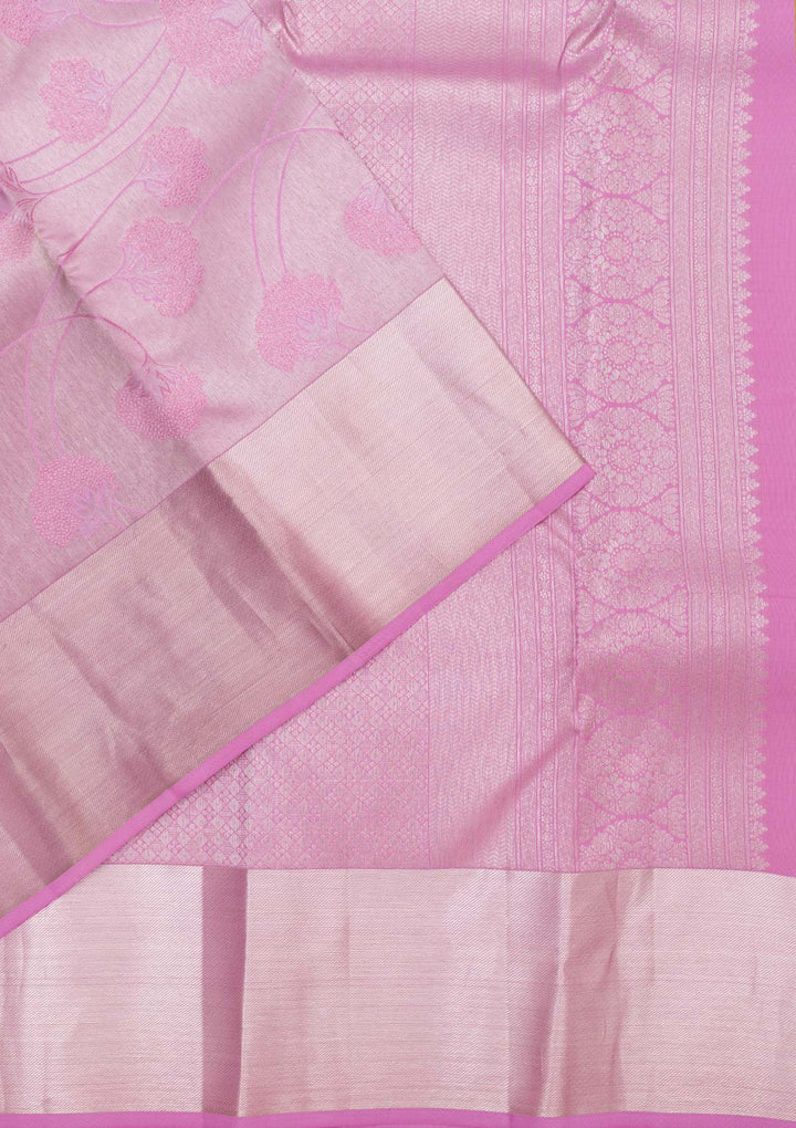 Onion Pink Zariwork Pure Silk Saree-koskii