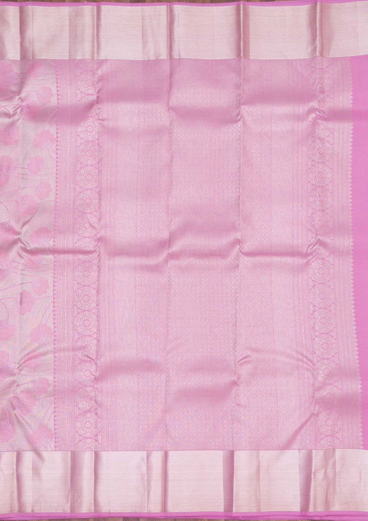 Onion Pink Zariwork Pure Silk Saree-koskii