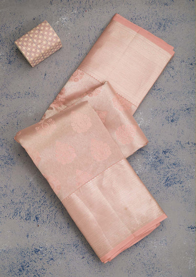 Peach Zariwork Pure Silk Saree-koskii