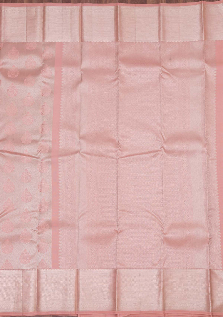 Peach Zariwork Pure Silk Saree-koskii