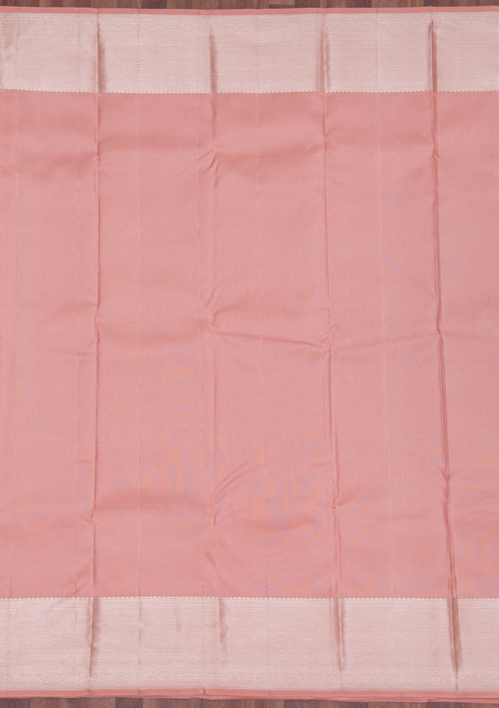 Peach Zariwork Pure Silk Saree-koskii