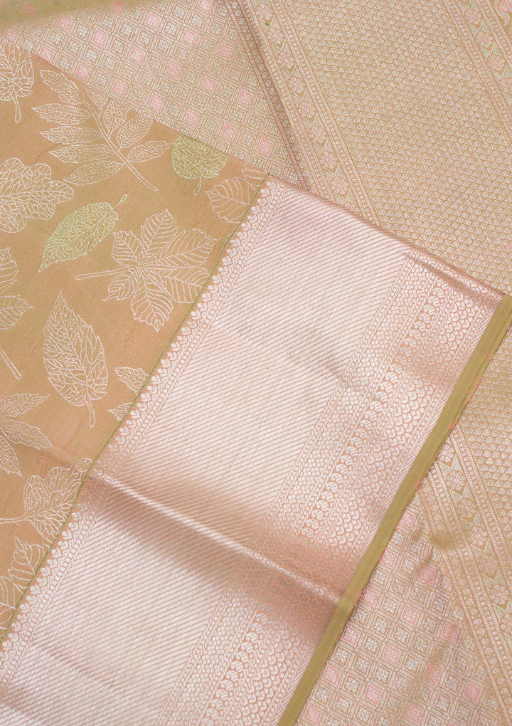 Parrot Green Zariwork Pure Silk Saree-koskii