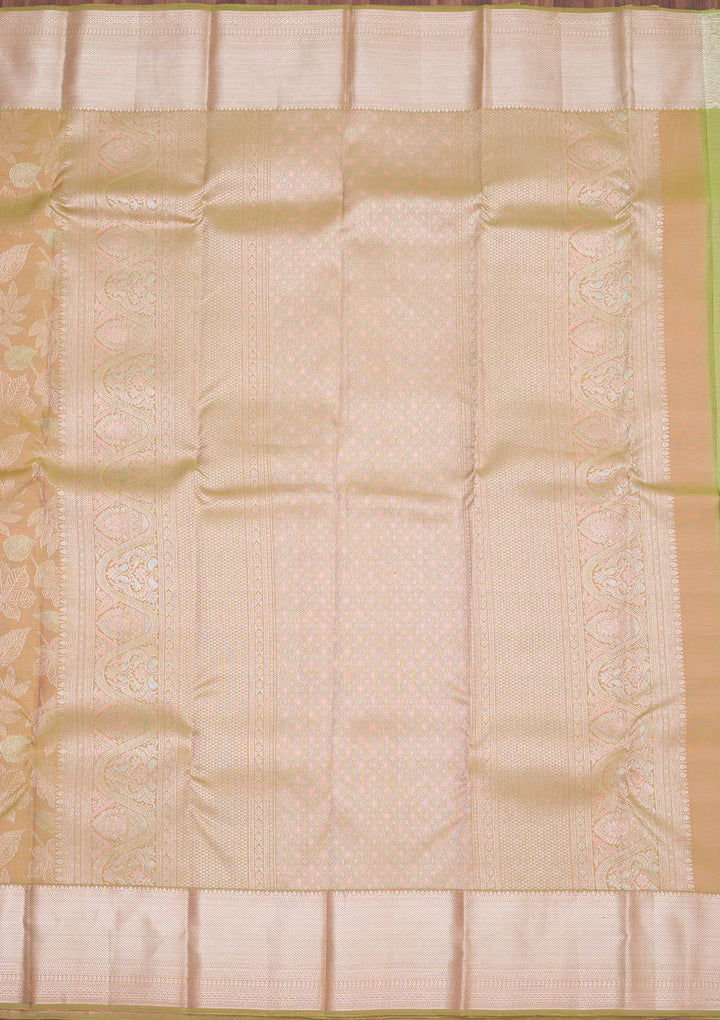 Parrot Green Zariwork Pure Silk Saree-koskii