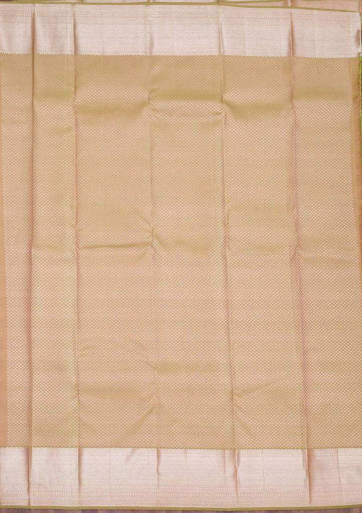Parrot Green Zariwork Pure Silk Saree-koskii