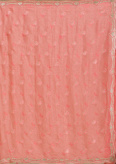 Peach Stonework Tissue Saree-Koskii