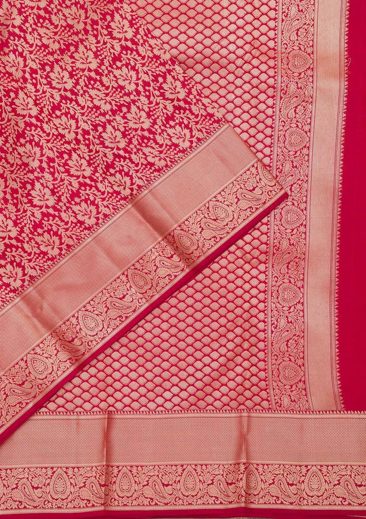 Maroon Zariwork Pure Silk Saree-Koskii