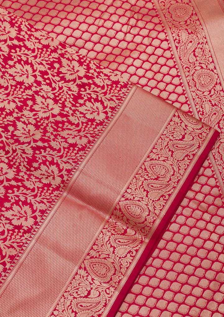 Maroon Zariwork Pure Silk Saree-Koskii