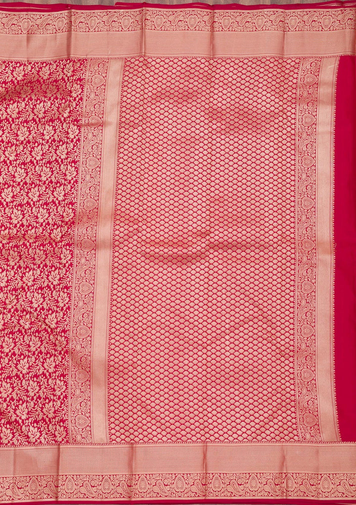 Maroon Zariwork Pure Silk Saree-Koskii