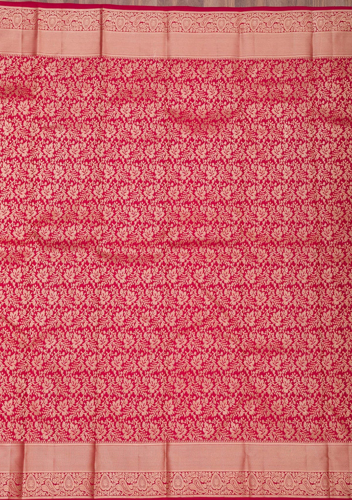 Maroon Zariwork Pure Silk Saree-Koskii