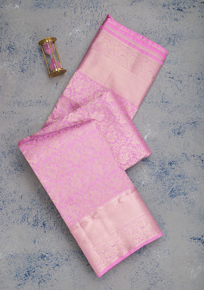Pink Zariwork Pure Silk Saree-Koskii