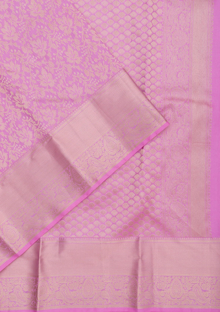 Pink Zariwork Pure Silk Saree-Koskii