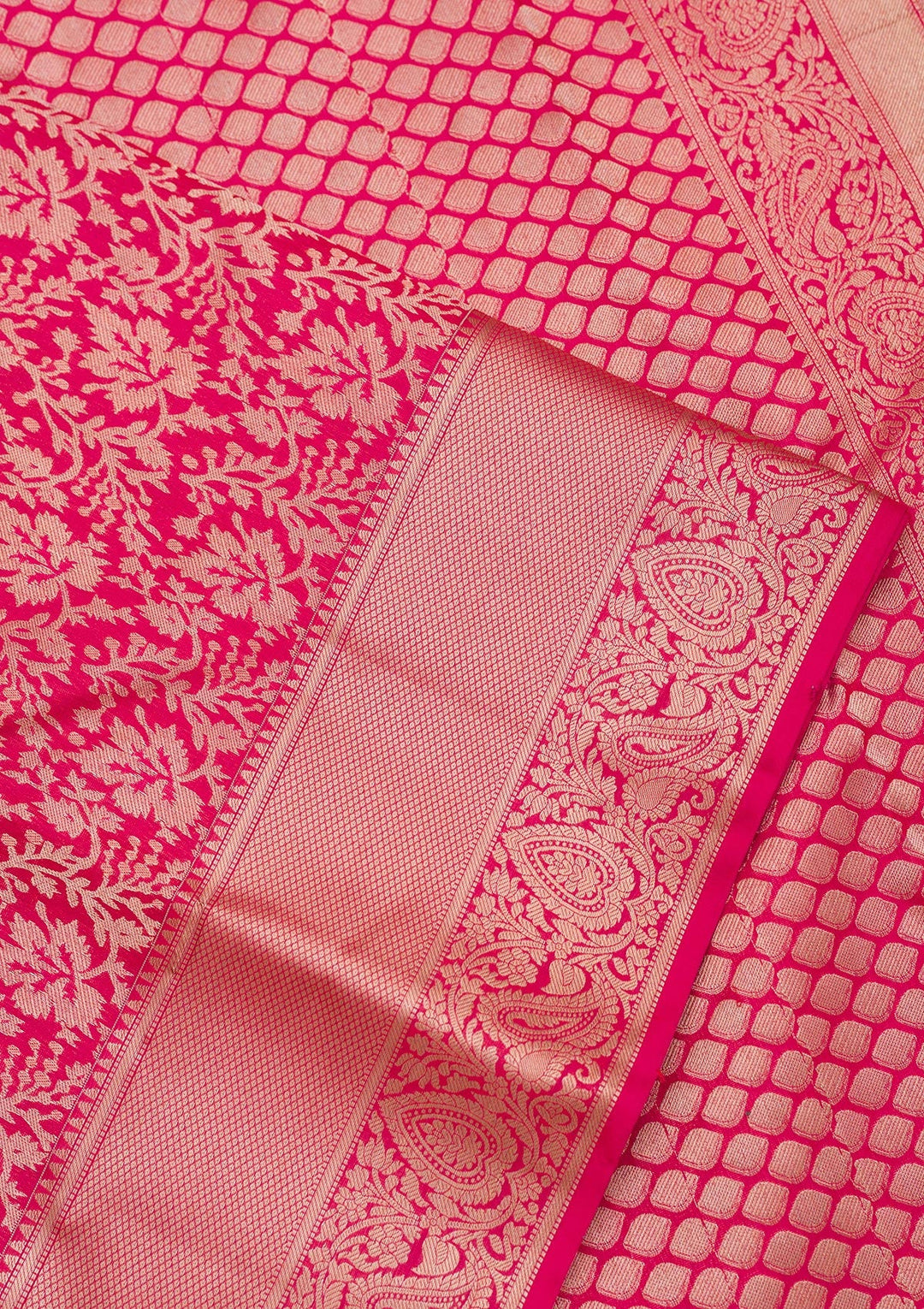 Rani Pink Zariwork Pure Silk Saree-Koskii