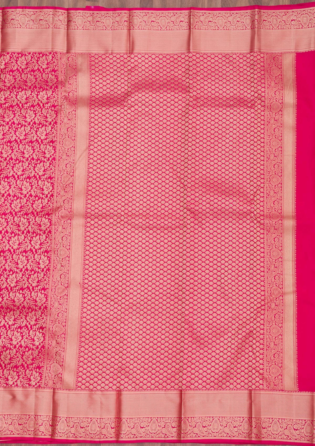 Rani Pink Zariwork Pure Silk Saree-Koskii