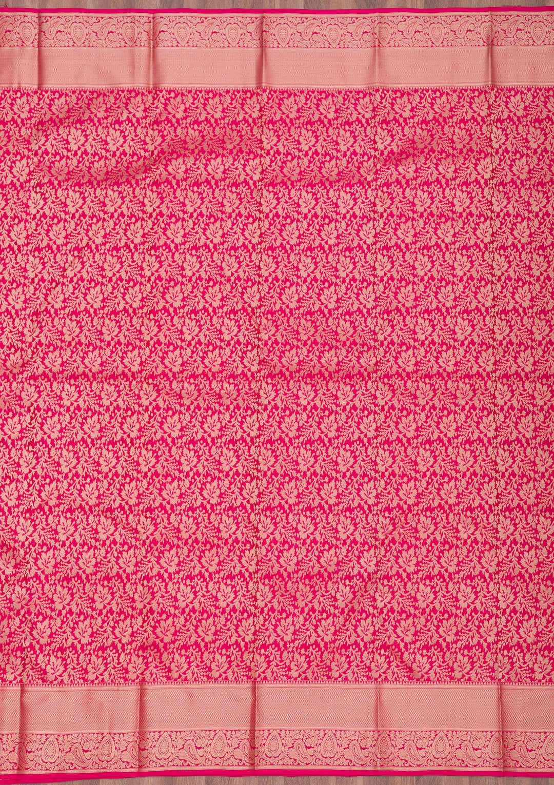 Rani Pink Zariwork Pure Silk Saree-Koskii
