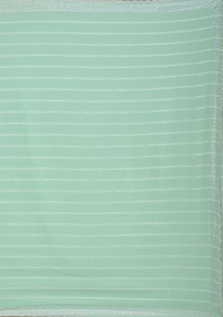Sky Blue Stonework Georgette Saree-Koskii
