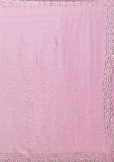 Pink Stonework Chiffon Saree-Koskii