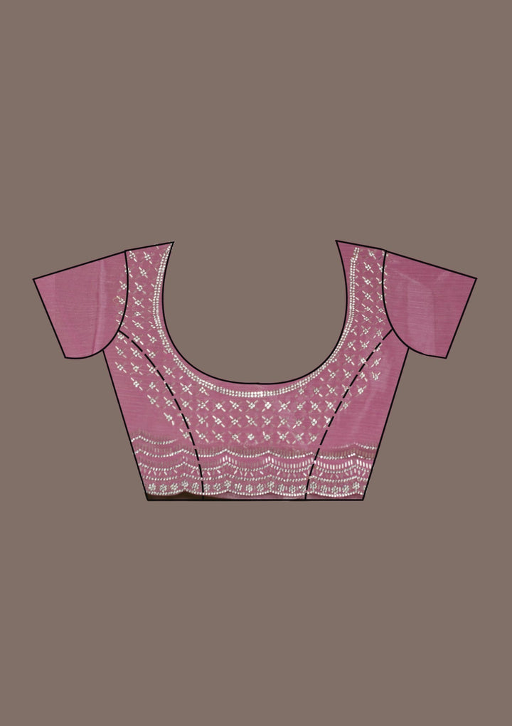 Pink Stonework Chiffon Saree-Koskii