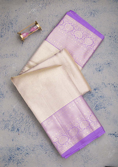 Beige Zariwork Pure Silk Saree-koskii