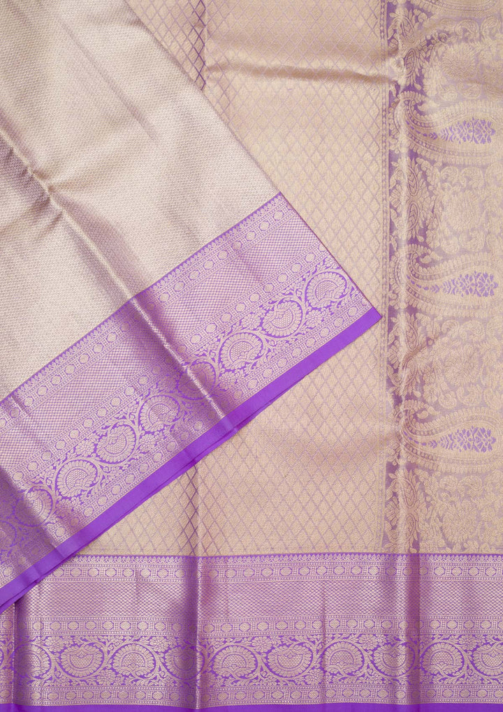 Beige Zariwork Pure Silk Saree-koskii