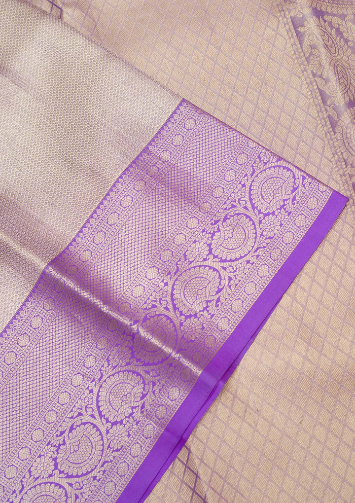 Beige Zariwork Pure Silk Saree-koskii