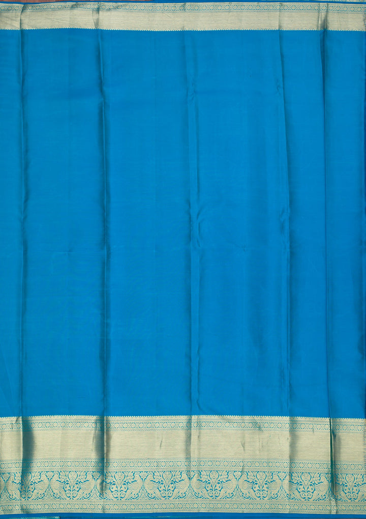 Turquoise Blue Zariwork Pure Silk Saree-koskii