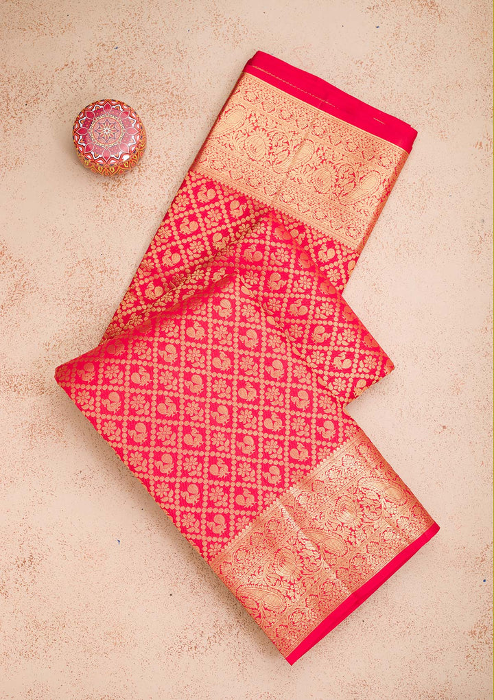 Red Zariwork Pure Silk Saree-koskii
