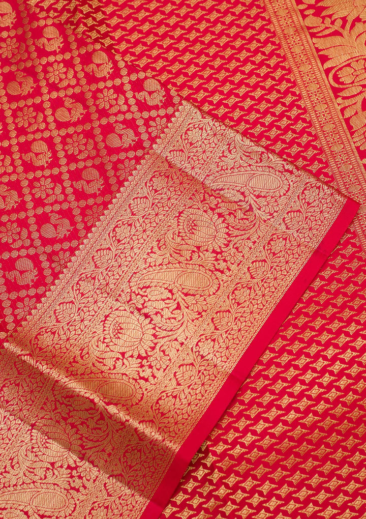 Red Zariwork Pure Silk Saree-koskii