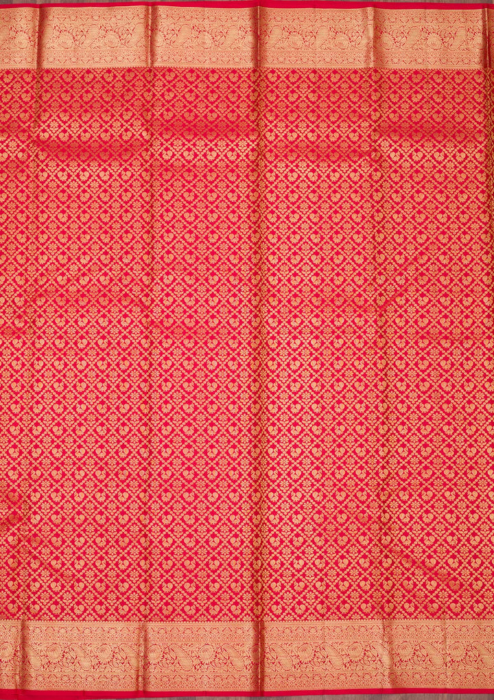Red Zariwork Pure Silk Saree-koskii