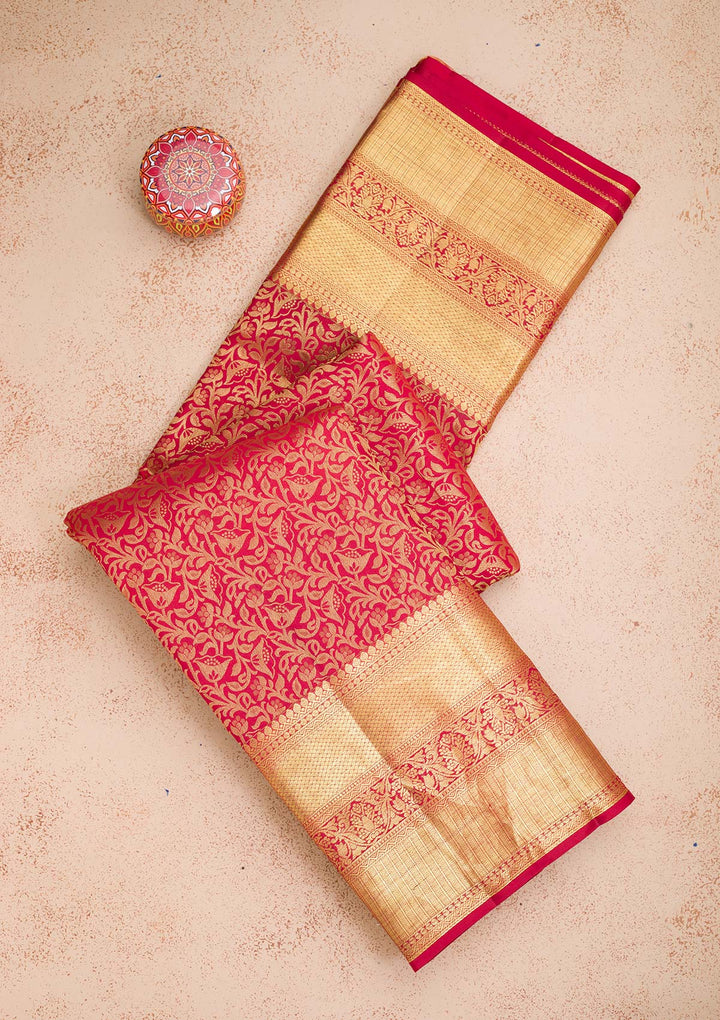 Maroon Zariwork Pure Silk Saree-koskii
