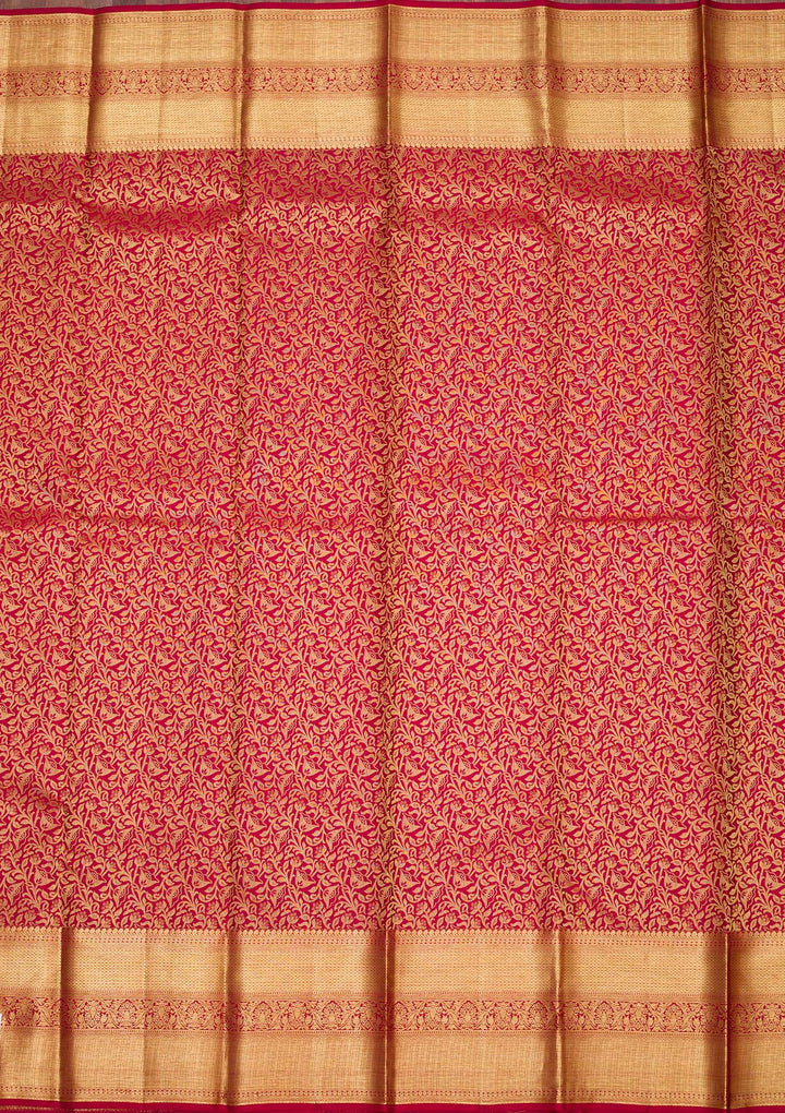 Maroon Zariwork Pure Silk Saree-koskii