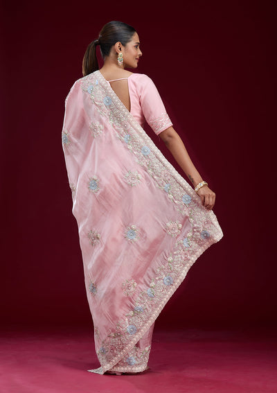 Beige Zariwork Tissue Saree-Koskii