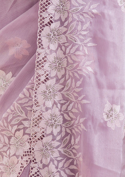 Lavender Stonework Tissue Saree-Koskii