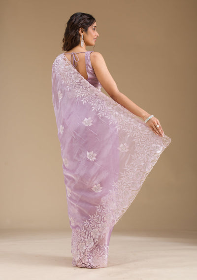 Lavender Stonework Tissue Saree-Koskii