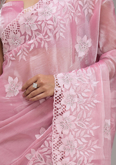 Pink Stonework Tissue Saree-Koskii