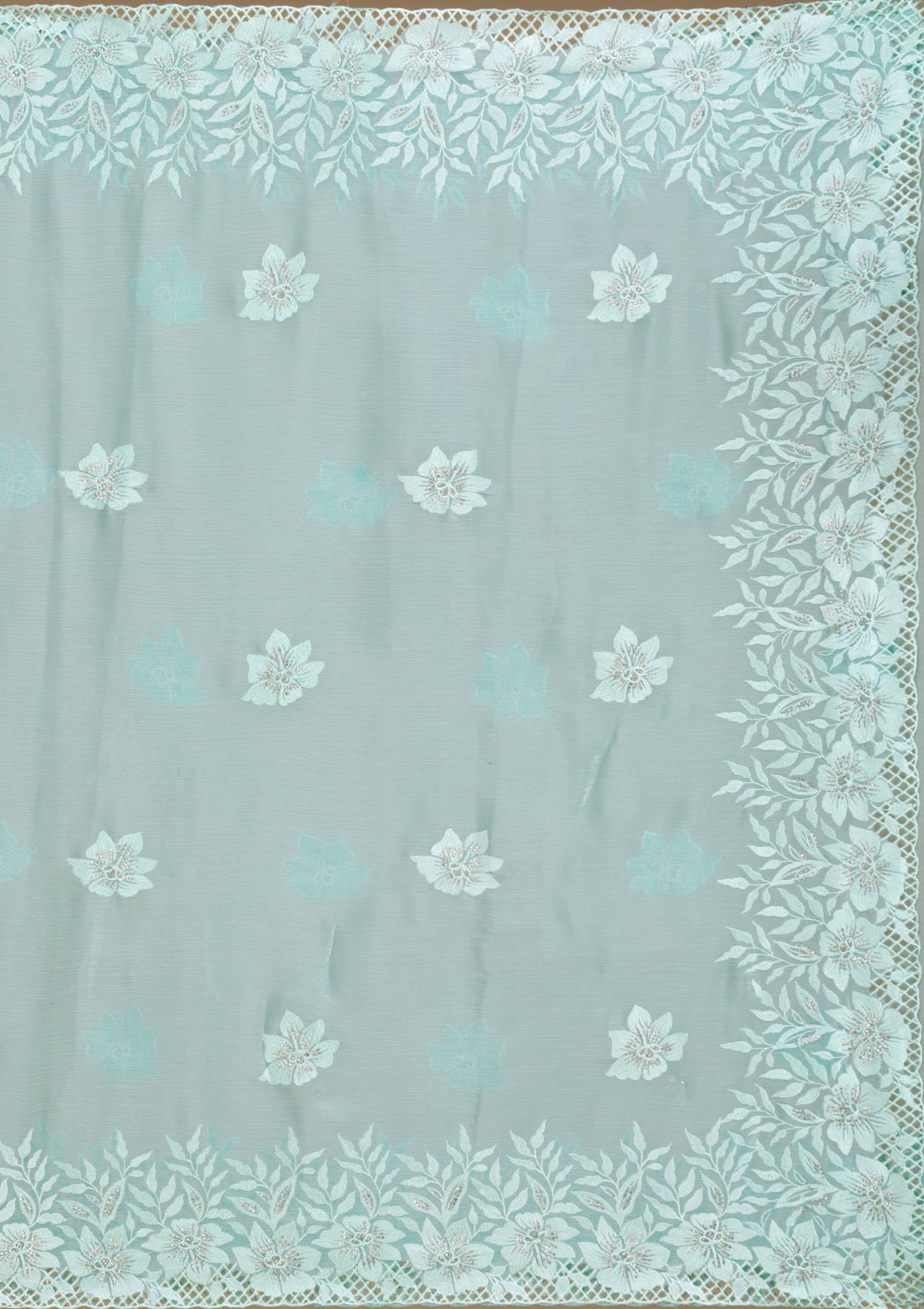 Sea Green Stonework Tissue Saree-Koskii