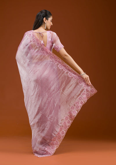 Mauve Stonework Tissue Saree-Koskii