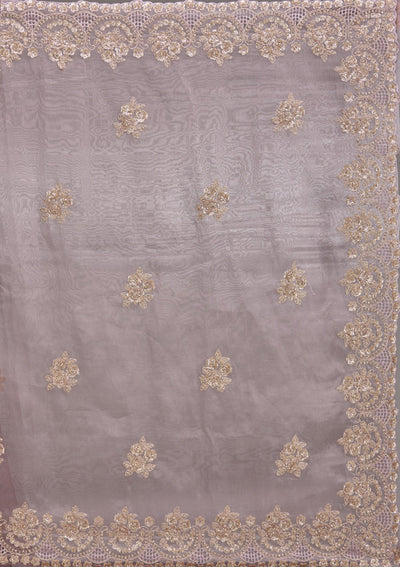 Lavender Sequins Tissue Saree-Koskii