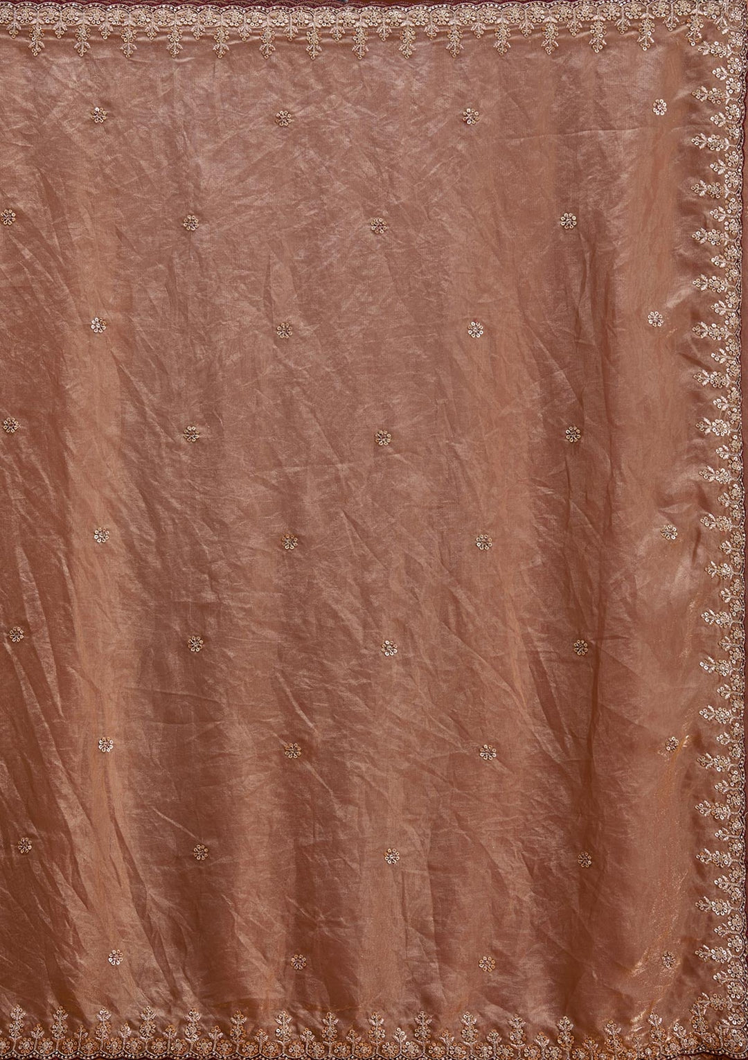 Copper Sequins Tissue Saree-Koskii