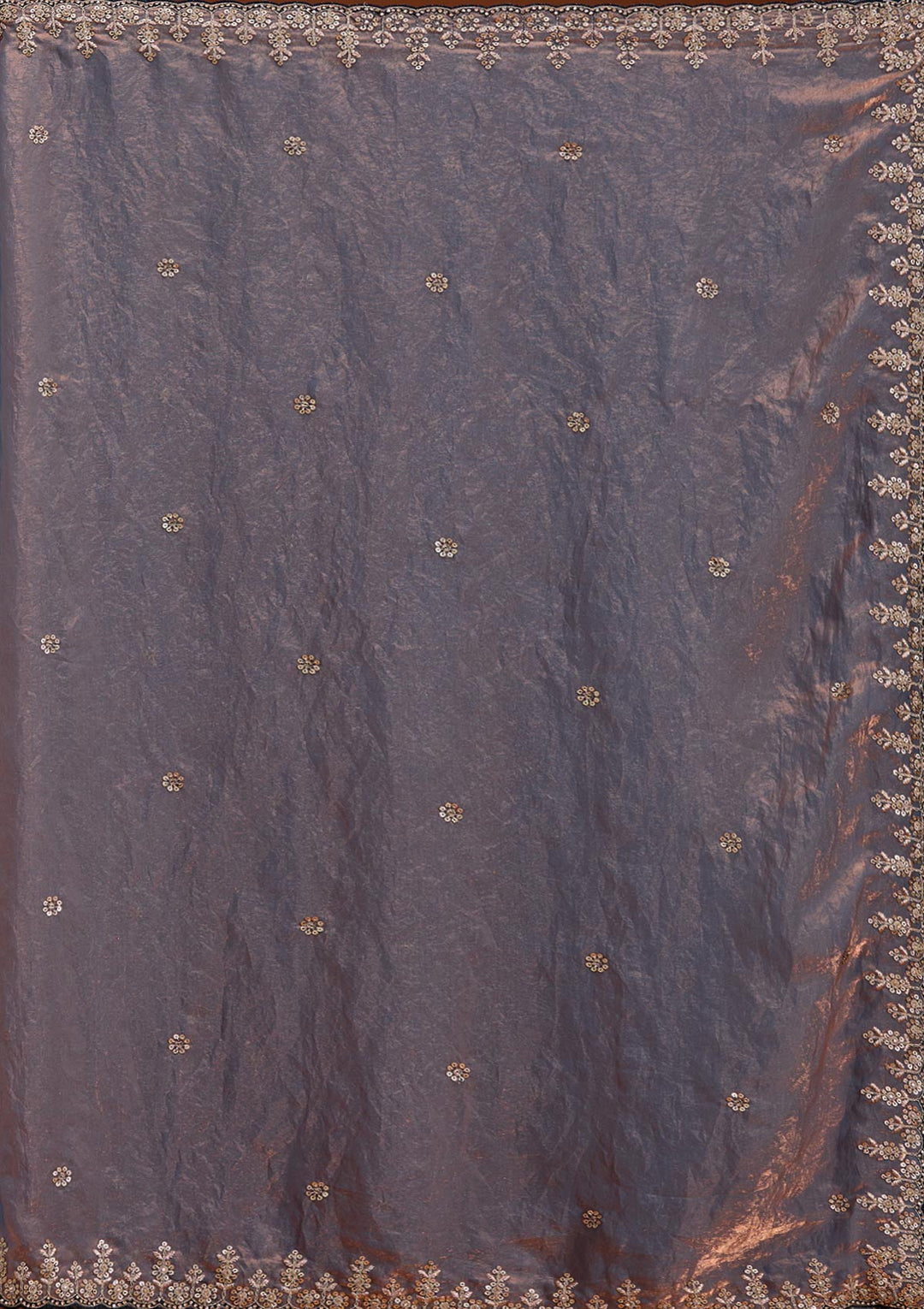 Grey Sequins Tissue Saree-Koskii