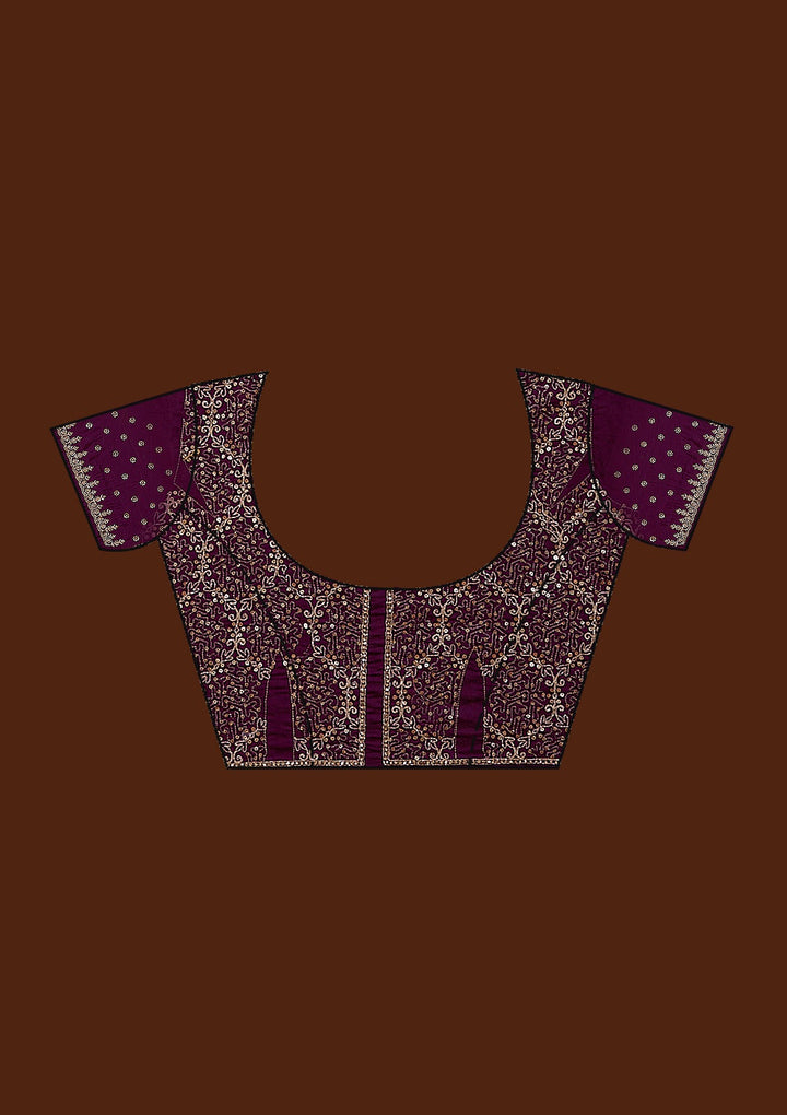 Onion Pink Sequins Tissue Saree-Koskii