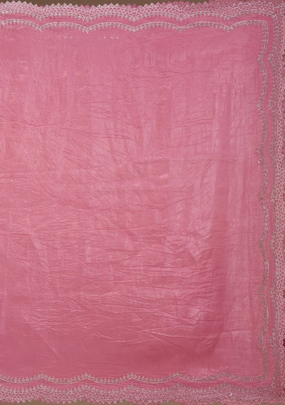 Onion Pink Stonework Tissue Saree-Koskii