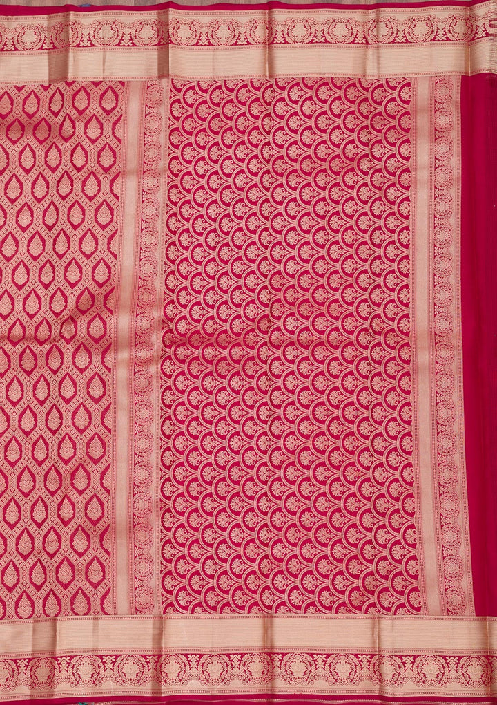 Maroon Zariwork Pure Silk Saree-Koskii