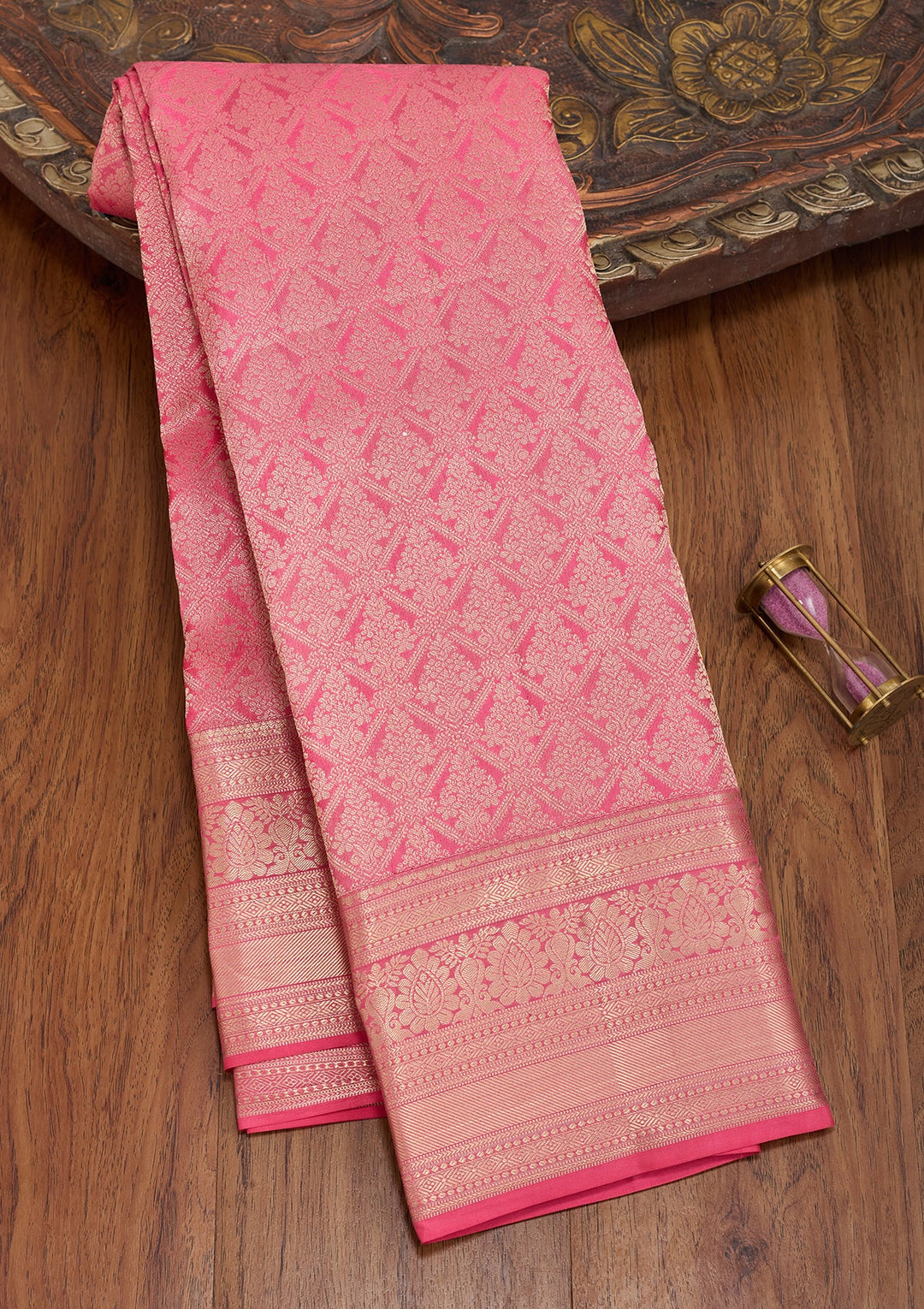 Pink Zariwork (Gold) Pure Silk Saree