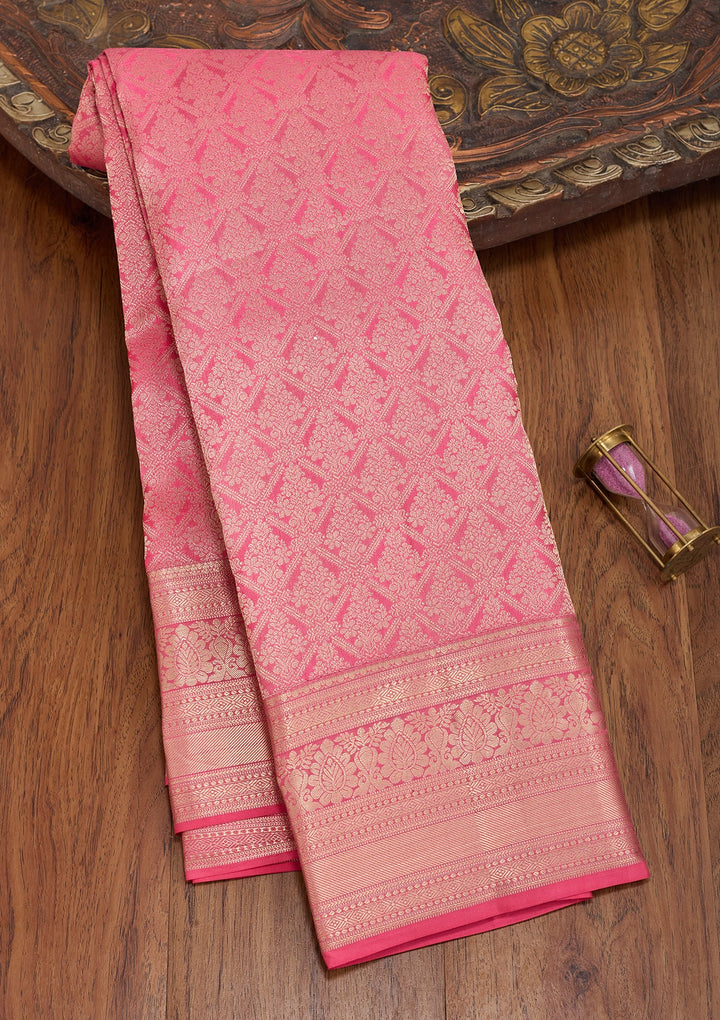 Pink Zariwork (Gold) Pure Silk Saree