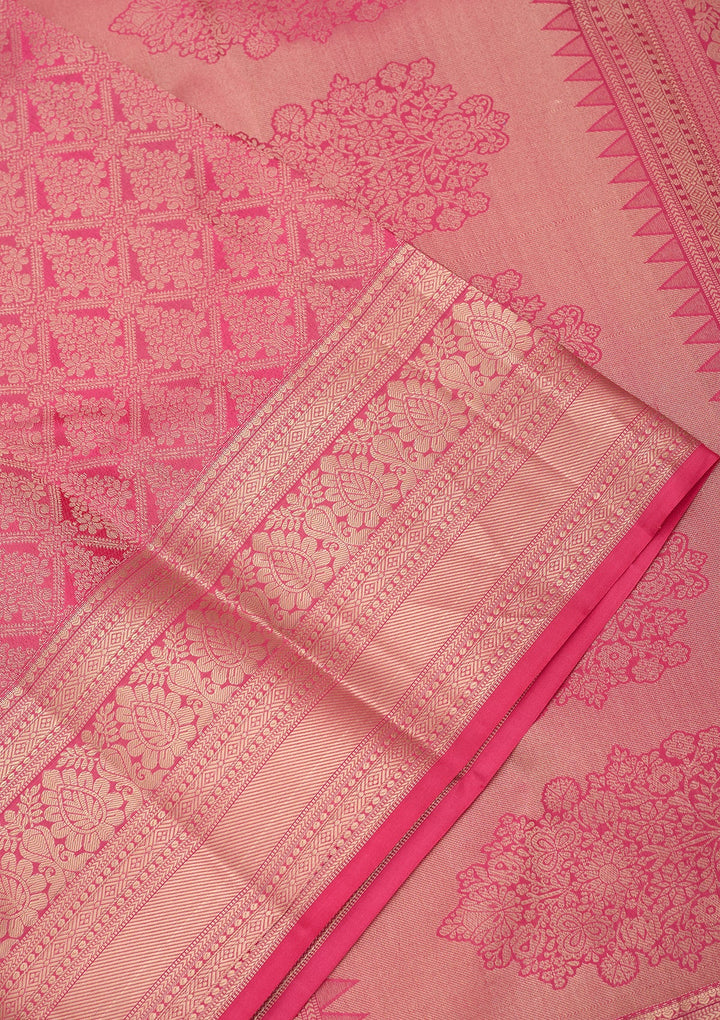 Pink Zariwork (Gold) Pure Silk Saree
