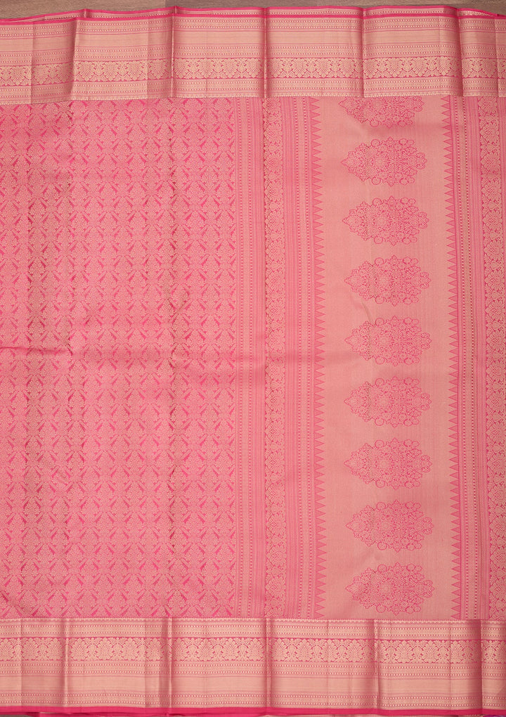 Pink Zariwork (Gold) Pure Silk Saree